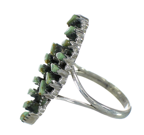 Authentic Sterling Silver And Turquoise Needlepoint Ring Size 8 RX62988